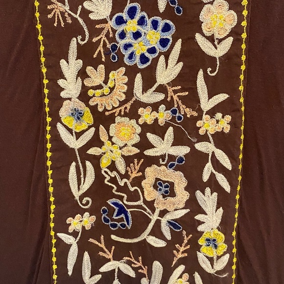 Embroidered brown Anthropologie top - Picture 2 of 4